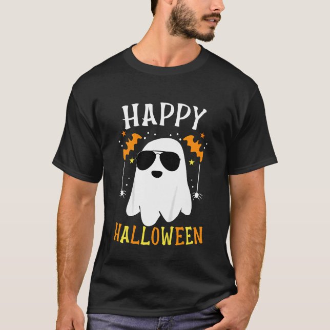Kids Happy Halloween Cool Boo Ghost Glasses Kids B T-Shirt (Front)