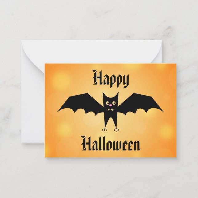 Kids Happy Halloween Cute Black Bat Card (Front)
