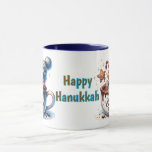 Kids Happy Hanukkah Cocoa  Mug<br><div class="desc">A Cute Happy Hanukkah Combo Blue Mug With Gingerbread Cookie In Hot Cocoa</div>