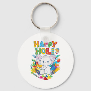 Kids Happy Holi Festival India Colour Elephant Hin Key Ring