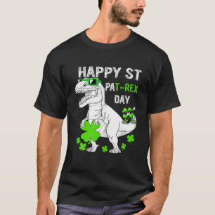 Kids Happy St Pat Rex Saint Patrick's Day Dinosaur T-Shirt