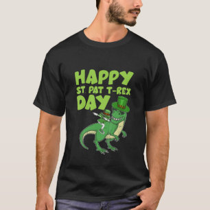 Kids Happy St Pat Rex Saint Patrick's Day Dinosaur T-Shirt