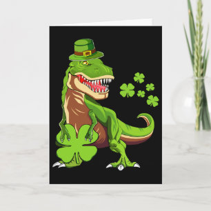 Kids Happy St Pat Trex Day Dino St Patricks Day Bo Card