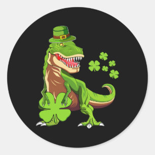 Kids Happy St Pat Trex Day Dino St Patricks Day Bo Classic Round Sticker