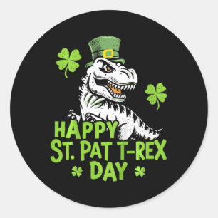 Kids Happy St Pat Trex Day Dino St Patricks Day Classic Round Sticker