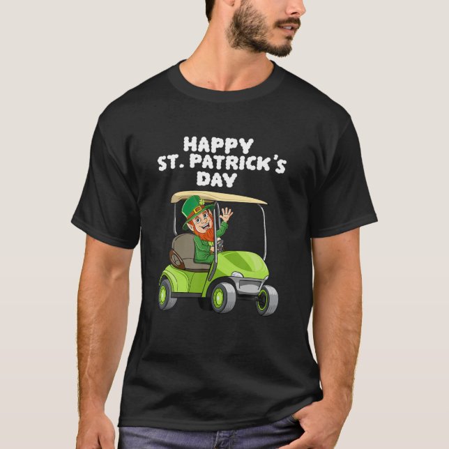 Kids Happy St Patricks Day Leprechaun Golf Cart Lu T-Shirt (Front)