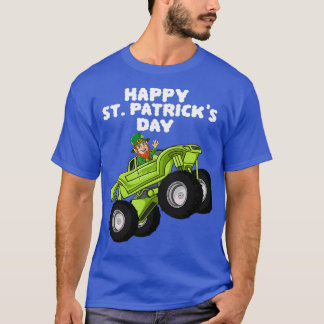 Kids Happy St Patricks Day Leprechaun Monster Truc T-Shirt