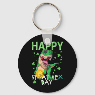 Kids Happy St Patricks Day T-rex Dinosaur Boy Scho Key Ring