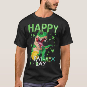 Kids Happy St Patricks Day T-rex Dinosaur Boy Scho T-Shirt