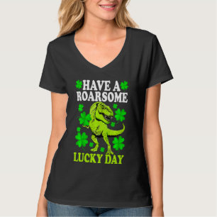 Kids Have A Roarsome Lucky Day Dino St Paddys Sain T-Shirt