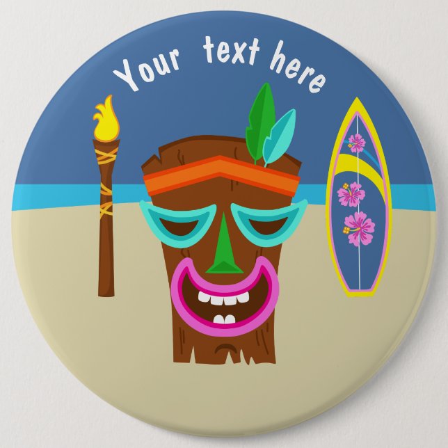 Kids Hawaiian Luau Party Personalised 6 Cm Round Badge (Front)