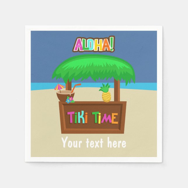 Kids Hawaiian Luau Party Personalised Napkin (Front)