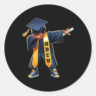 Kids Hbcu Funny Boys Grad Dabbing Graduation  Classic Round Sticker