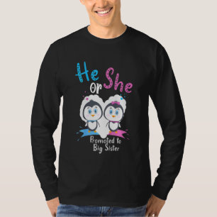 Kids He Or She Promoted To Big Sister Penguin Gend T-Shirt