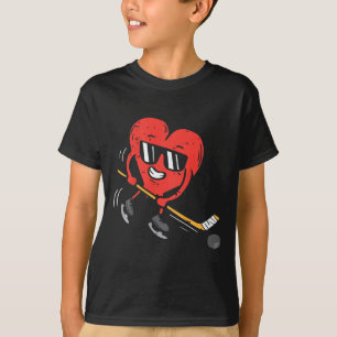 Kids Heart Ice Hockey Player Valentines Day Cute S T-Shirt