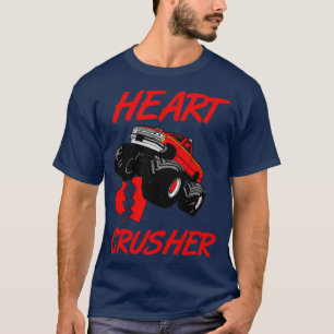 Kids Heart Monster Truck Crusher Valentines Day Cu T-Shirt