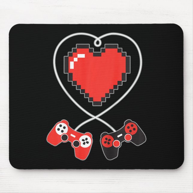 Kids Heart Pixel Art Video-game Controller Valenti Mouse Mat (Front)