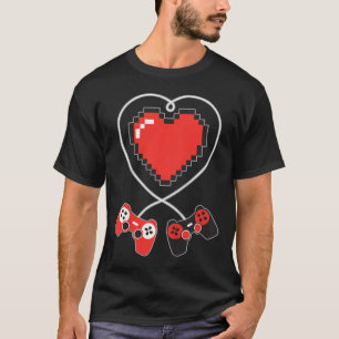 Kids Heart Pixel Art Video-Game Controller Valenti T-Shirt