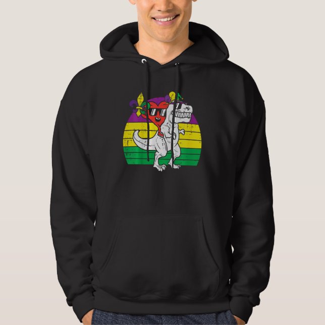 Kids Heart Riding Jester Trex Dino Mardi Gras Todd Hoodie (Front)