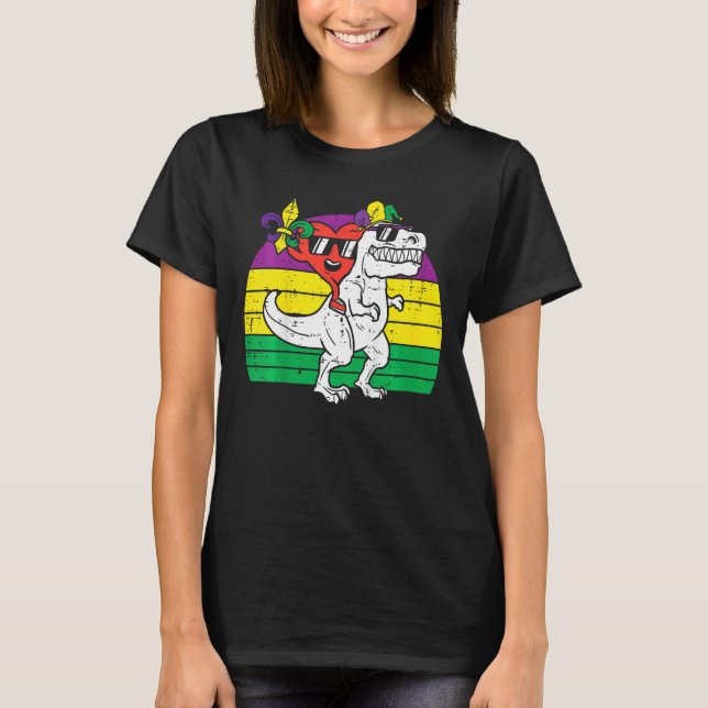 Kids Heart Riding Jester Trex Dino Mardi Gras Todd T-Shirt (Front)