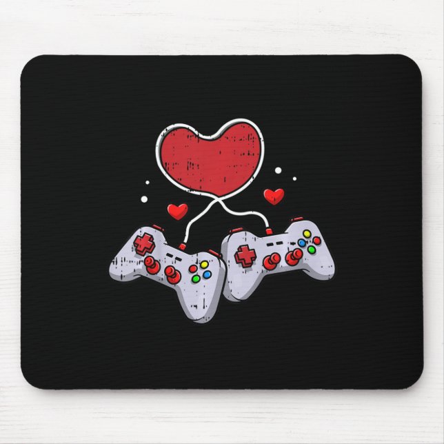 Kids Heart Video-Game Controller Valentines Day Co Mouse Mat (Front)