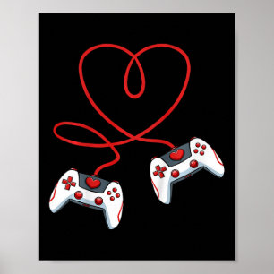 Kids Heart Video-game Controller Valentines Day Co Poster
