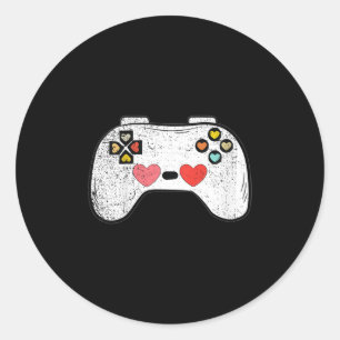 Kids Heart Video-game Controller Valentines Day Cu Classic Round Sticker