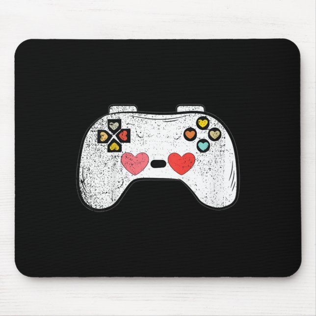 Kids Heart Video-game Controller Valentines Day Cu Mouse Mat (Front)