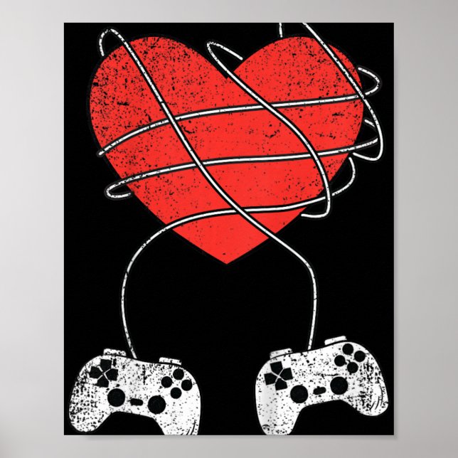 Kids Heart Video-game Controller Valentines Day Cu Poster (Front)