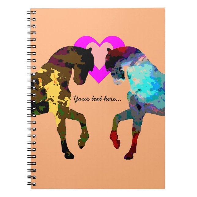 Kids Hearts And Horse Personalised Notebook (Front)