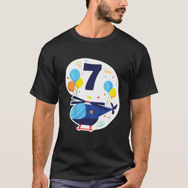Kids Helicopter Helicopter Boy Ich Bin 7 Years Bir T-Shirt (Front)