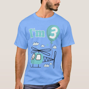 Kids Helicopter Im 3 Three Third 3rd Birthday Boys T-Shirt