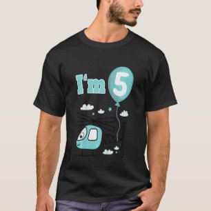 Kids Helicopter I'm 5 Five Fifth 5th Birthday Boys T-Shirt