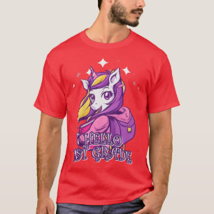 Kids Hello 1st Grade Unicorn Student Back to Schoo T-Shirt
