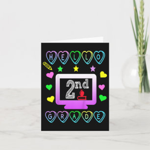 Kids Hello 2nd Grade First Day Of School Fun Secon Card