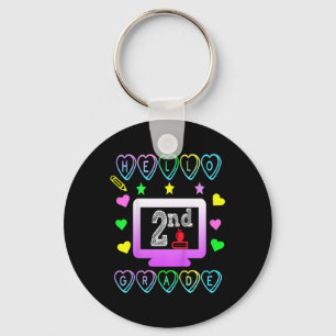 Kids Hello 2nd Grade First Day Of School Fun Secon Key Ring