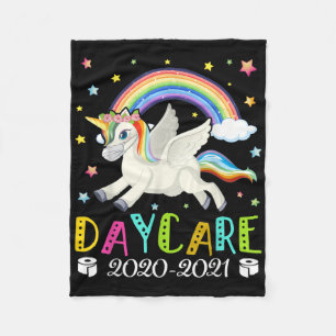 Kids Hello Daycare 2020 Quarantine Cute Unicorn Fleece Blanket