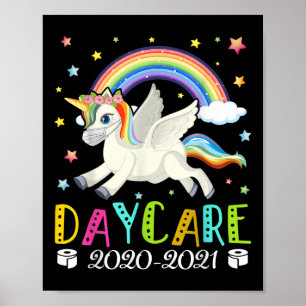 Kids Hello Daycare 2020 Quarantine Cute Unicorn  Poster