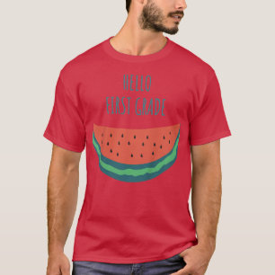 Kids Hello First Grade Back To School Fun Watermel T-Shirt