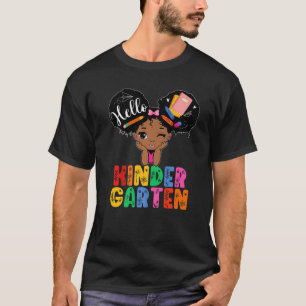Kids Hello Kindergarten Black Girls Kid Cute Back T-Shirt
