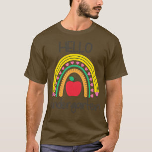 Kids Hello Kindergarten Cute Rainbow Teacher First T-Shirt