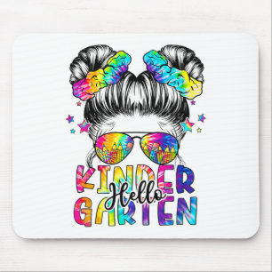 Kids Hello Kindergarten Messy Hair Bun Girl Ck To Mouse Mat