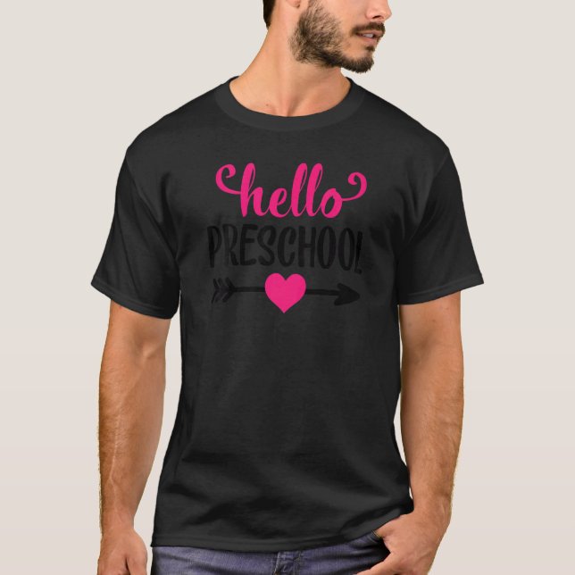 Kids Hello Preschool  Girl First Day of Preschool T-Shirt (Front)