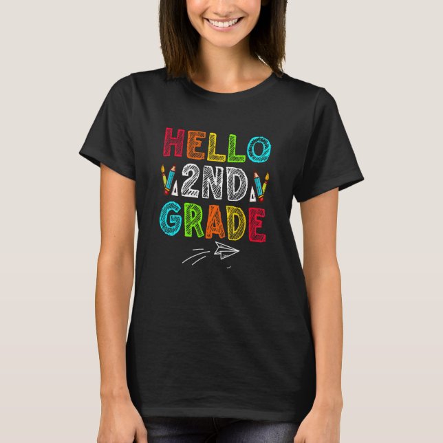 Kids Hello Second Grade 2nd Grade Back To School B T-Shirt (Front)