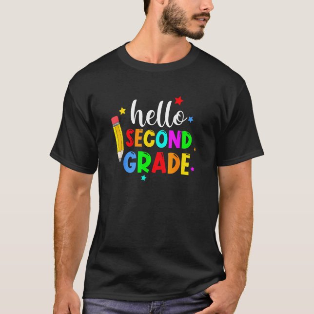 Kids Hello Second Grade Welcome Back To School Tea T-Shirt (Front)