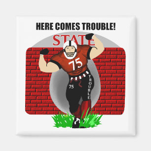 Kids Here Comes Trouble Football Magnet