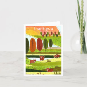 Kids Highland Cows Fall Farm  Thank You Card