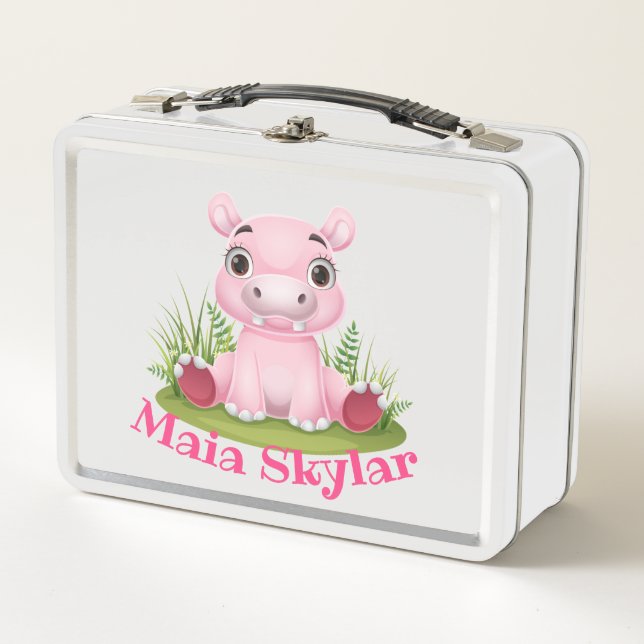 Kids Hippo Customised Lunchbox (Front)
