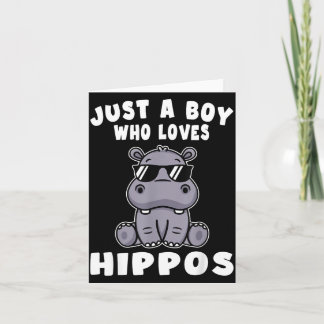 Kids Hippo Hippopotamus A Boy Who Loves Hippos Card