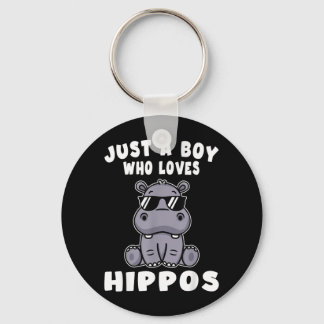 Kids Hippo Hippopotamus A Boy Who Loves Hippos Key Ring